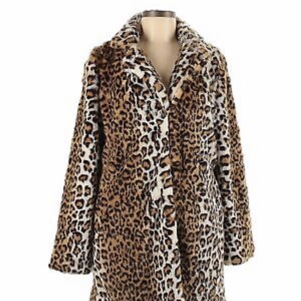 Leopard Print Faux Fur Coat - Women's Animal Print Jacket